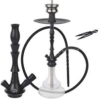 ADMY A04 Hookah Set 65cm Premium Shisha Kit Aluminum Rod Stainless Steel Immersion Tube with Ceramic Diffuser - Black