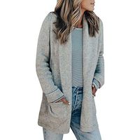 HNTDG Womens Loose Open Front Long Sleeve Pullover Pocket Solid Sweater Knitted Cardigan Blouse Tops Grey