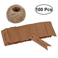 ULTNICE Kraft Paper Tags Rectangular Thank You Fish Tail Gift Tags with Free 10M Natural Jute Twine for DIY Craft Making 100PCS