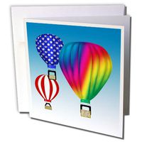 3dRose Set of 12 Greeting Cards, Graphic Design Hot Air Balloons with Blue Sky Background Ballooner (gc_27421_2)