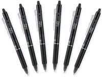Pilot FriXion Clicker 0.7mm, Erasable Gel Pens, Fine Point, Black Ink, Pack Of 6
