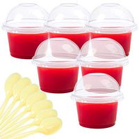 Ruisita 50 Sets 9 OZ Clear Plastic Cups Disposable Party Cups with Dome Lids Spoons for Ice Cream Cup Snack Bowl Dressing Condiment Cups (50, 9 OZ)