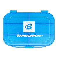 BodyBuilding.com Accessories Compact Pill Organizer | Customizable | 6 Compartments with Removable Dividers | Portable, Travel Size | for Medications, Supplements + Daily Vitamins | Sealed Enclosure