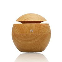 ibdone Wooden Aroma Diffuser Humidifier, Essential Oil Diffuser Air Purifier Portable Grain 130ml Touch Sensitive 6 Color LED Lights Changing for Home, Office, Baby Room, Bedroom(Light Wood)