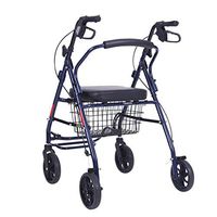 Rolling Walkers Old Man Trolley Shopping Cart Portable Walker Folding Wheelchair Can Take A Home Four Wheeler Gift Can Bear 120 Kg (Color : Blue, Size : 685290-100cm)