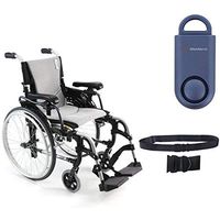 Karman S-Ergo 305 Ultra Lightweight Ergonomic Wheelchair | Adjustable Seat Height | Seat Size 16" X 17" | Frame Color Pearl Silver & Free 130 dB Matte Blue Safety Alarm! + Black Belt!
