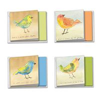 The Best Card Company - 12 Beautiful Blank Note Cards Bulk (4 x 5.12 Inch) (4 Designs, 3 Each) - Watercolor Tweets MQ4633OCB-B3x4