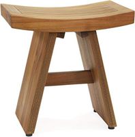 AquaTeak 18" Asia Teak Shower Bench with Carved Pattern on Both Legs