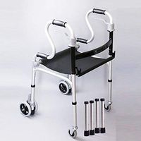 XIHAA Elderly People Walker, Height Adjustable Folding Aluminum Alloy Double Curved Handle with Oxford Cushion,Walking Rehabilitation Equipment(Four Rounds)