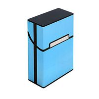 BCHZ Metal Cigarette Box Aluminum Holder Pocket Tobacco Cigar Storage Case Black (Blue)