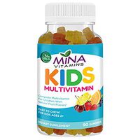 Mina Vitamins Daily Children’s Halal Gummy Multivitamins – 13 Essential Vitamins and Minerals with Antioxidants – Vegetarian, Non-GMO, Gluten, Free (90 Count)