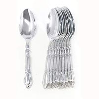 TigerChef Silver Heavy Duty Plastic Spoons Disposable Reusable Bulk Party Supplies Solid, Durable and Heavyweight Silverware Flatware Cutlery Utensils Pack Of 24