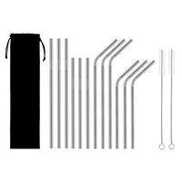 Muzerdo Reusable Stainless Steel Straws Metal Drinking Straws for 20 or 30 oz Tumblers, 12 Pack Straws + 2 Brushes +1 Pouch