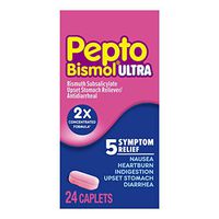Pepto Bismol Caplets Ultra, 24 Tablets, Nausea, Heartburn, Indigestion, Upset Stomach, and Diarrhea Relief