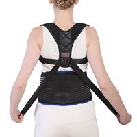 Udoarts Adjustable Lumbar Brace Back Support Belt with Posture Corrector,10 Removable Steel Splints and Dual Straps,Black/Blue Butterfly