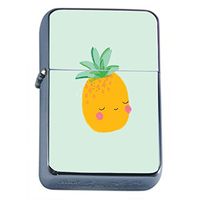 Happy Pineapple Flip Top Oil Lighter Em1 Smoking Cigarette Silver Case Included
