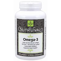 Nutrivival Omega-3 1000mg with 180 EPA/120 DHA Per Softgel That Helps Support A Healthy Cardiovascular System* 180 Softgels