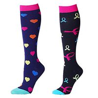 Compression Socks Women 2 Pairs Knee High Stocking Stretchable 15-25 mmHG