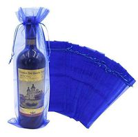 Wuligirl 20pcs Blue Organza Wine Bags Wedding Christmas Champagne Bottles Party Baby Shower Prizes Favors Drawstring Pouches Reusable Simple Bottle Wrap,5.5 by 14.5 Inch(20pcs Blue)