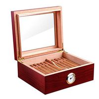 Humidors Cigar Cedar Cigar Box Portable Cigar Cuban Cigars High Skylight Equipped with Humidifier and Hygrometer (Color : Red, Size : 221126cm)
