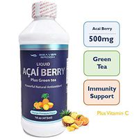 Beaver Brook Liquid Acai Berry 500mg Dietary Supplement with Green Tea and Vitamin C - Orange Pineapple
