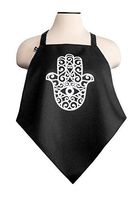 Kvell LineFood Firewall Adult Dining Bib/Mini-Apron-Top Clothing Protectors - Black Hamsa Available in Navy Blue