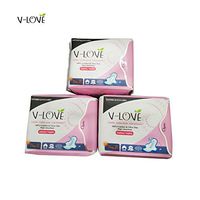 VLOVE Organic Cotton Regular Sanitary Pads for Women Wings, Negative ion Strip, Herbal Scented-30Count(Pack of 3)