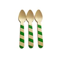 Perfect Stix Striped Spoon 110 36-Green Printed Wooden Spoons with Green Striped Pattern, 4.5" (Pack of 36)