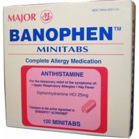 Major Banophen Diphenhydramine Capsules, 25mg, 100ct