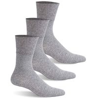 Facool Diabetic Socks for Men Women, Loose Top Non Binding Socks Casual Crew Warm Circulation Socks 3 Pairs Light Grey Large
