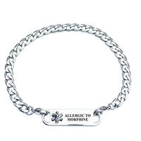 Pre-Engraved Curb Link"Allergic to Morphine" Medical ID Bracelets for Women. Allergy Bracelets