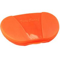 VitaCarry Small Pocket Pill Box W/4 Compartments Holds up to 20 Pills Actual Size: 3.0”W x 2.0”D x .6”H (Pastel Orange)
