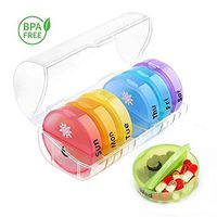 GQQG Pill Organizer Twice a Day Medication Travel Case 7 Day Weekly Pill Box Reminder with Removable Compartments in Rainbow Colors, Arthritis Friendly, BPA Free