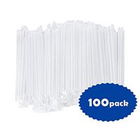 OTOR Jumbo Plastic Drinking Straws Individually Wrapped, Clear, 7.9 inches Long, Pack of 100