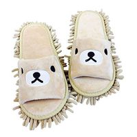 Frjjthchy Home Floor Cleaning Mop Slippers Detachable Dusting Cleaning Mopping Shoes for Men or Women (Women 7.5-10/Men 5.5-8, Beige)