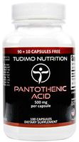 Pantothenic Acid 500mg 100 pcs (3+ Month Supply) of Rapidly Disintegrating Capsules, Each with 500 mg of Premium Quality & Pure Pantothenic Acid Powder, by TUDIMO