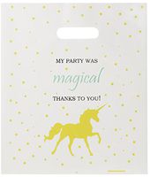 Lifetime Inc Party Favor Goodie Bags Theme Birthday Supplies Plastic with Handle (Unicorn)