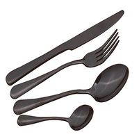 4Pcs Stainless Steel Cutlery Set Table Dinnerware Include Knife Fork Spoon Teaspoon Dishwasher Safe (Black)