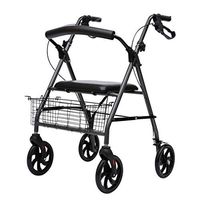Seniors Walking Aids 4 Wheels Portable Foldable, Drive Walking Aids with Seat, Medical Rollator Walker Double Brake System, Used for Seniors Walking,Gray