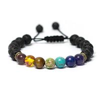 Vitality Extracts - 7 Chakra Adjustable Lava Stone Diffuser Bracelet - grounding, Healing, Essential Oils, Aromatherapy
