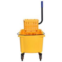 31 Quart Side Mop Bucket Press Wringer Broom Wringer Yellow Brooms Cleaning Four Wheels Home Office, Useful