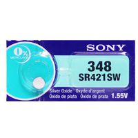 Sony 348 (SR421SW) 1.55V Silver Oxide 0%Hg Mercury Free Watch Battery (6 Batteries)
