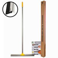 Floor Squeegee Silicone Rubber Blade Long Handle - Perfect for Washing and Drying Tile, Glass Shower, Garage, Concrete, Marble and Wood Surfaces (23" Yellow Commercial Use)