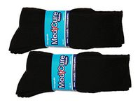Diabetic socks, unisex cotton therapeutic non binding socks, 3 pairs per pack. Choose your favorite color! (9-11 Crew Black, 6)