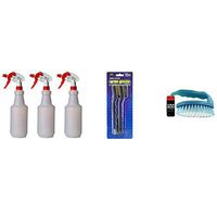 3-pack of Spray Bottles for Cleaning, 2 Wire Cleaning Brushes, 1 Iron-shaped Scrub Brush – 6-piece Set