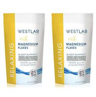 Westlab Pure Magnesium Flakes (2 x 2.2lb resealable bags, 4.4lb) Natural. Absorbs better than Epsom Salt. Transdermal Magnesium for Aching Muscles, Insomnia