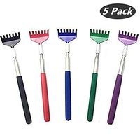 Set of 5 Extendable Retractable Back Scratchers Stainless Steel with Non Slip Handle Extends 26" Inches for Men Women Assorted Colors
