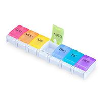 Weekly Pill Organizer, Large Push Button Pill Boxes, Each Compartment Fits Pills Vitamin Fish Oil Supplements, BPA Free (Rainbow)