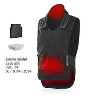 VJ Heated Vest Multi-Function Adjustable Pain Relief Unisex for Vest 140℉ with 2 Batteries, Black,S-L …