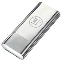Personalized Visol Palencia Polished Stainless Steel 2 Finger Cigar Case - Free Engraving (Single Initial)